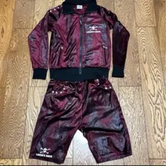 00s 平成ギャル お兄系 光沢 パイソン柄 短丈 セットアップ 赤