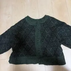 ダークグリーン ダイヤモンドパターン カーディガン