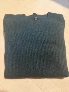 【UNIQLO】スフレヤーンVネックセーター M 緑