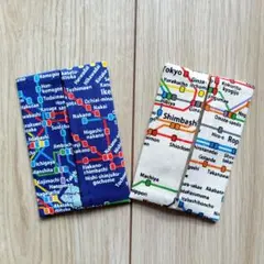 ハンドメイド　路線図　ミニサイズポケットティッシュケース　子供用　2つセット