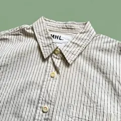 美品 MHL. 定価1.8万 ストライプ半袖シャツ コットン サイズ2 （M 