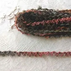 【3.85m】　ボルドー斑抜染乾土と深緑斑染のコードレースブレード
