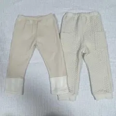 【95cm】 キルティングパンツ 裏微起毛すそボアレギンス ２枚セット
