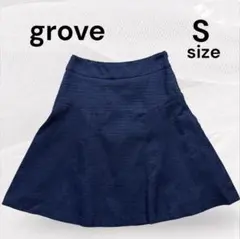 grove グローブ 新品 ネイビー ラメ入り フレアスカート ミニスカート Sのサムネイル