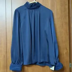 未使用 ZARA ネイビー 長袖ブラウス Lサイズ