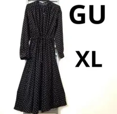 【即日発送】GU XL 長袖ロングシャツワンピース　総柄