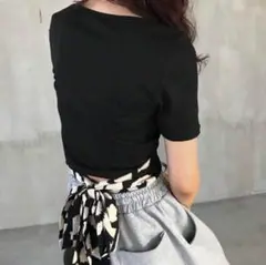 リブ編み ブラック 半袖Tシャツ