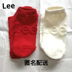 Lee ロゴ入り ショートソックス 赤と白