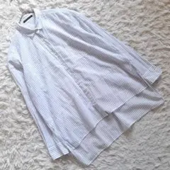 『バンヤードストーム』 (1) 長袖ストライプシャツ スリット 透け感 肩落ち