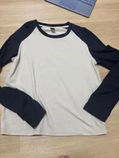 アイボリー/ネイビー ラグランTシャツ