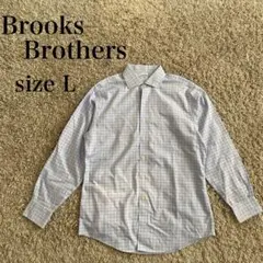Brooks Brothers 346 BDチェックシャツ ノンアイロン青 L