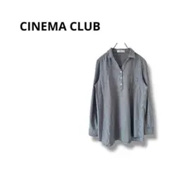 【シネマクラブ】長袖　シャツ　ブラウス　ギンガムチェック　紺　LL