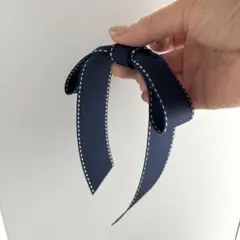 【オーダーメイド品】選べるステッチカラーたらりんリボンポニーフック(ゴム)