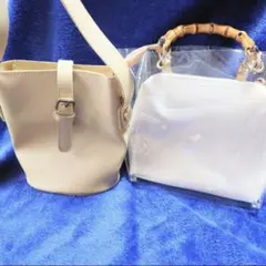 ハンドバッグ　レディース　ホワイト　クリアカラー　2個セット