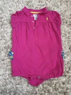 ラルフローレン　ベビーピンクロンパース 9mサイズ　花柄フリル付き