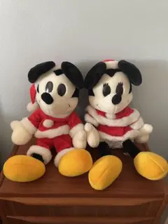 クリスマス ミッキー&ミニーマウスぬいぐるみ レトロ