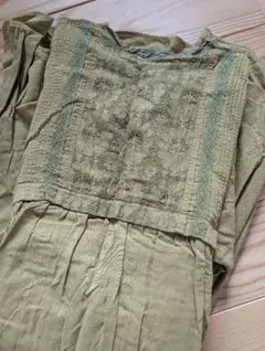 sm2 サマンサモスモス　オリーブグリーン 刺繍付き ロングワンピース