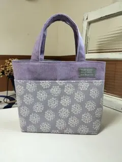 ラベンダー花柄トートバッグ