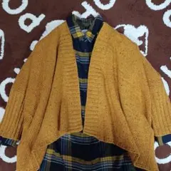 niko and…　ウールブレンド　長袖ニットカーディガン　羽織り　黄土色