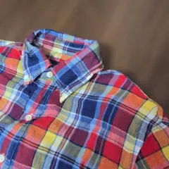 チェック柄 半袖シャツ ボタンダウン