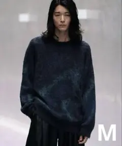 MOHAIR BLEND JACQUARD SHAGGY KNIT ダークブルー