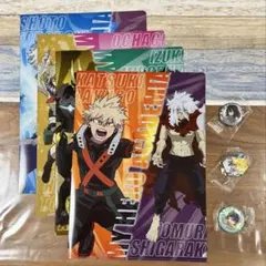 【未使用】くら寿司コラボ 僕のヒーローアカデミア クリアファイル4種+缶バッヂ他