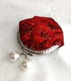 がま口　ポーチ　アクセサリーケース　キーケース　財布　ハンドメイド　薔薇
