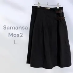 Samansa Mos2 プリーツスカート　厚手　シンプル　カジュアル　ベルトのサムネイル