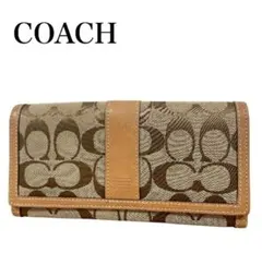 コーチ COACH 二つ折り長財布 シグネチャー ブラウン キャンバス✕レザー