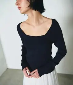 グレースコンチネンタル　リブスクエアニットトップ