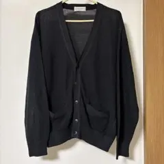 日本製 レナウン カーディガン ブラック 麻／アクリル 古着