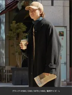 ラグランスリーブ ロングバルマカーンコート/メルトンステンカラーコート