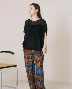 新品・タグ付き IENA リネン混 サマーニット Free size 黒のサムネイル