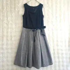 GAL FIT 千鳥格子ワンピース M フレア リボン 膝丈のサムネイル