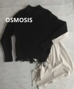 OSMOSIS ブラック タートルネックニット