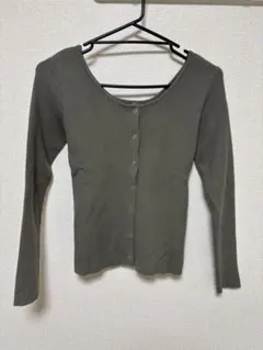 Ray Cassin リブ編み長袖トップス オリーブグリーン