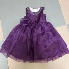 紫色 ビーズ装飾 フォーマルドレス