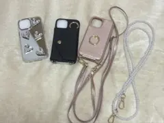 iPhone用ケース3点セット ストラップ付き