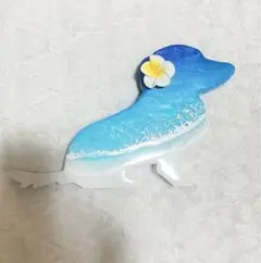 ミニチュアダックスフンド　自立型　レジンアート 沖縄ブルー　海アート