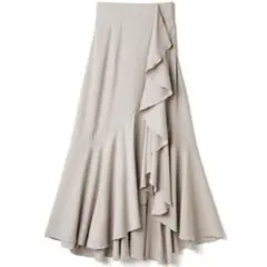 GRL アシンメトリーフリルロングスカート オフベージュ