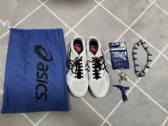 asics アシックス CYBERRAY UL 陸上短距離用スパイク 青 美品 - メルカリ