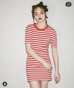 X-girl STRIPED BASIC TEE DRESS ワンピース
