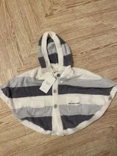 【新品未使用】ジェラートピケ フード付きポンチョ 80-90