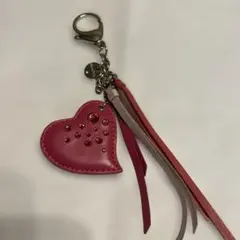 ハート型ピンクレザーキーホルダー