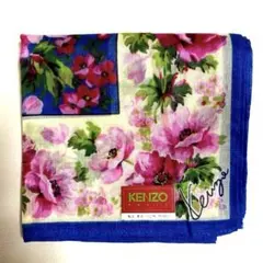 KENZO 大判ハンカチ スカーフ 花柄 ブルー ピンク ピンク ブルーのサムネイル