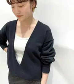 Plage プラージュフカV ニット 黒 綿100% 美品 綿ニット