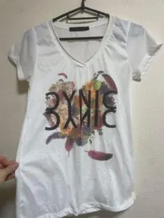 フラワープリント Vネック Tシャツ M ホワイトのサムネイル