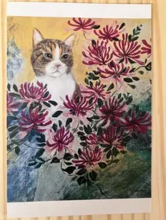 猫とハニーサックルの絵画 3枚セット
