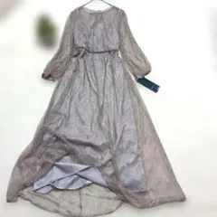 ✧新品タグ付き【リュクスブリエ】総レースロングワンピースL 薄紫　七分袖