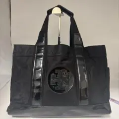 TORY BURCH トートバッグ ナイロン エナメル ブラック　デカロゴのサムネイル
